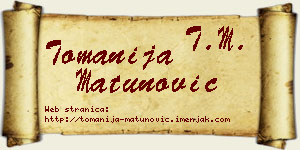 Tomanija Matunović vizit kartica